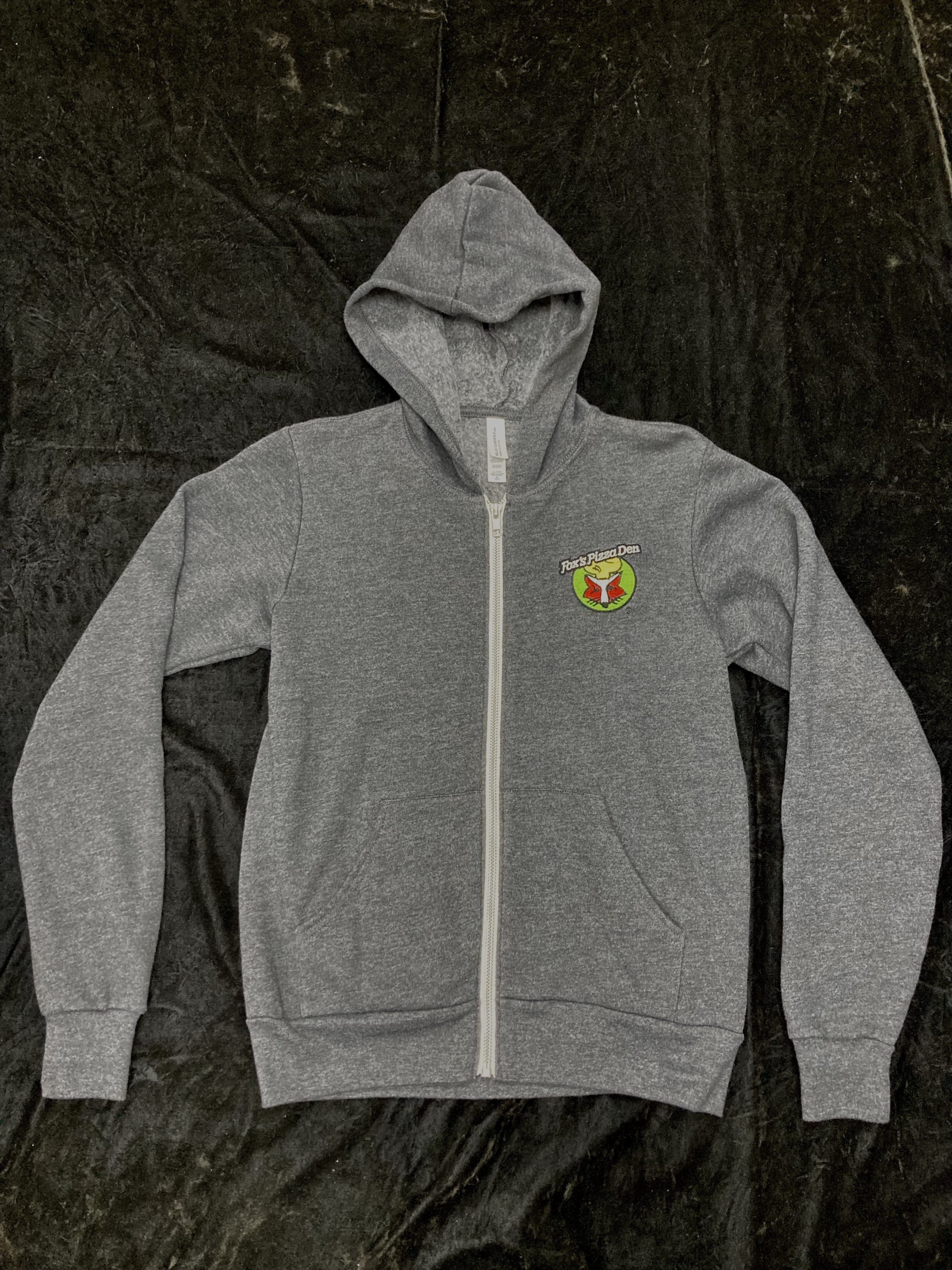 SALE Fox's Logo - YOUTH MEDIUM Dark Grey Heather Zip-Up Hoodie