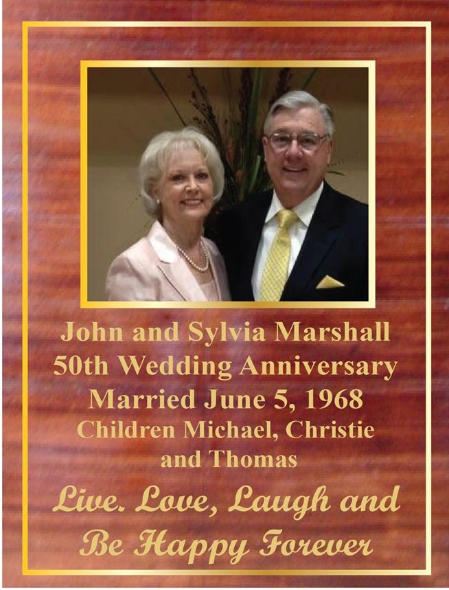 WM1630 - Commemorative  Photo Plaque for 50th Wedding Anniversary, Mahogany
