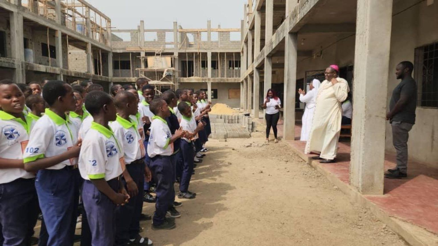 Students with Bishop Michael Miabesue Bibi