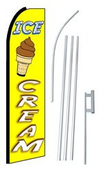 Ice Cream Yellow Swooper/Feather Flag + Pole + Ground Spike