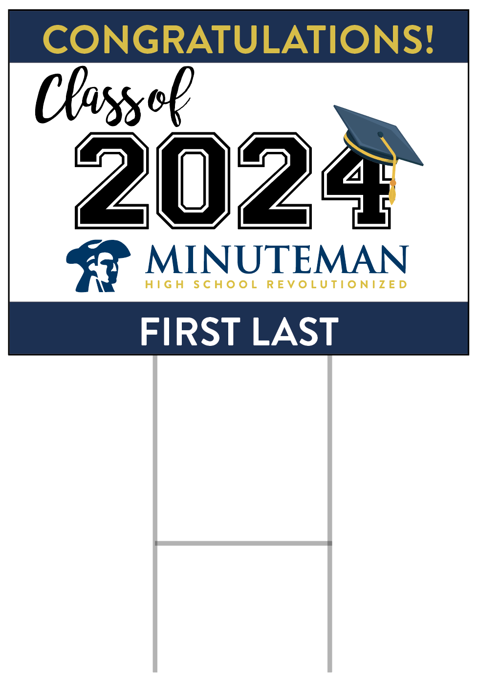 2. Minuteman Class of 2024 Yard Signs - Name Only