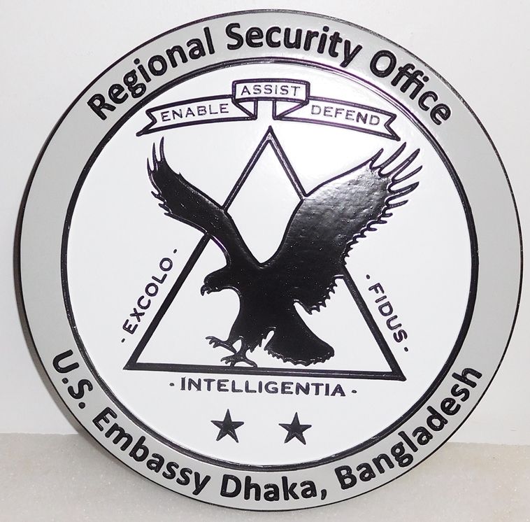 U30306 - Engraved HDU Wall Plaque for the Regional Security Office for the US Embassy in Dhaka, Bangladesh.