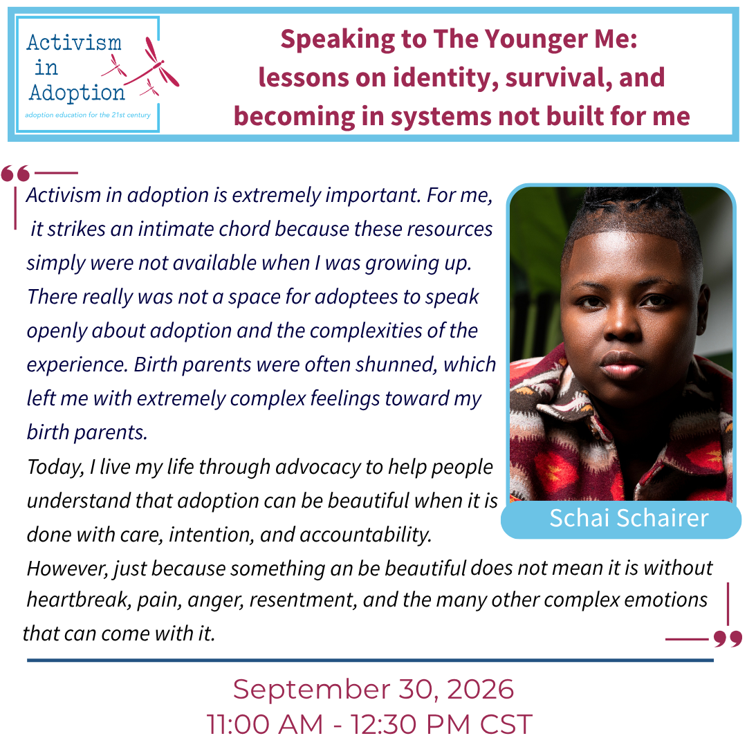 September 30, 2026  :: 11am CST :: Schai Schairer | Speaking to The Younger Me: Lessons on Identity, Survival, and Becoming in Systems Not Built for Me