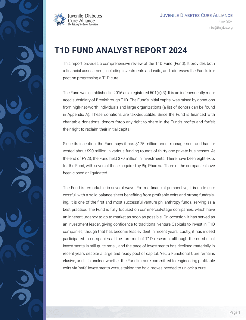 Special Report: An In-Depth Review of the T1D Fund