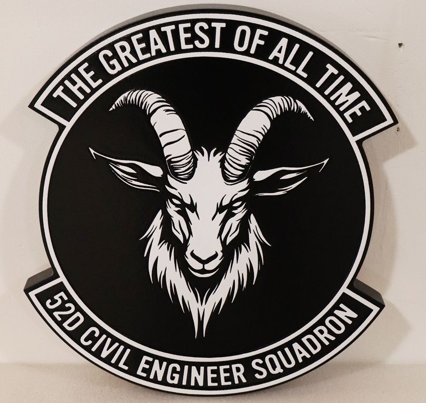LP-7208 - Carved 2.5-D Multi-level Plaque of the Crest of  52nd Civil Engineering Squadron,  "The Greatest of All Time"