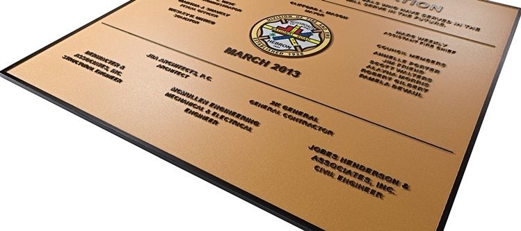 M7814 - Precision Machined Brass Dedication Plaque for a New Fire Station