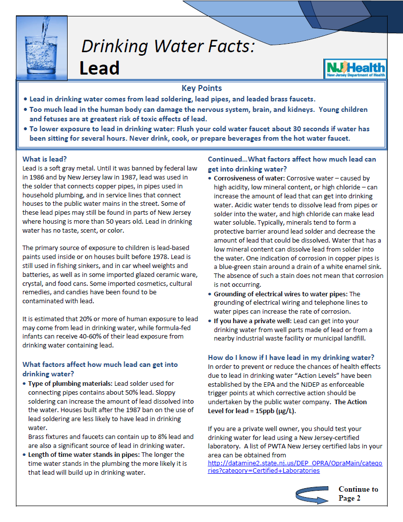 Facts about Lead in Drinking Water