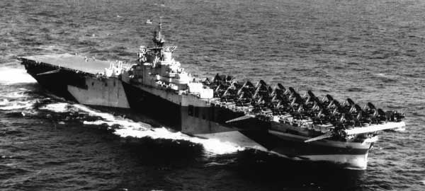 USS Bennington (CV-20), October, 1944. This was the first of five aircraft carriers built on Long Island during World War Two.