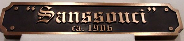 VP-1510 - Carved Wall Plaque of the Logo of San Souci, Bronze Plated  
