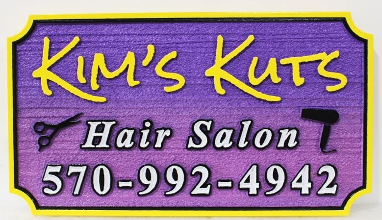 SA28878 - Carved Sign for "Kim's Kuts"