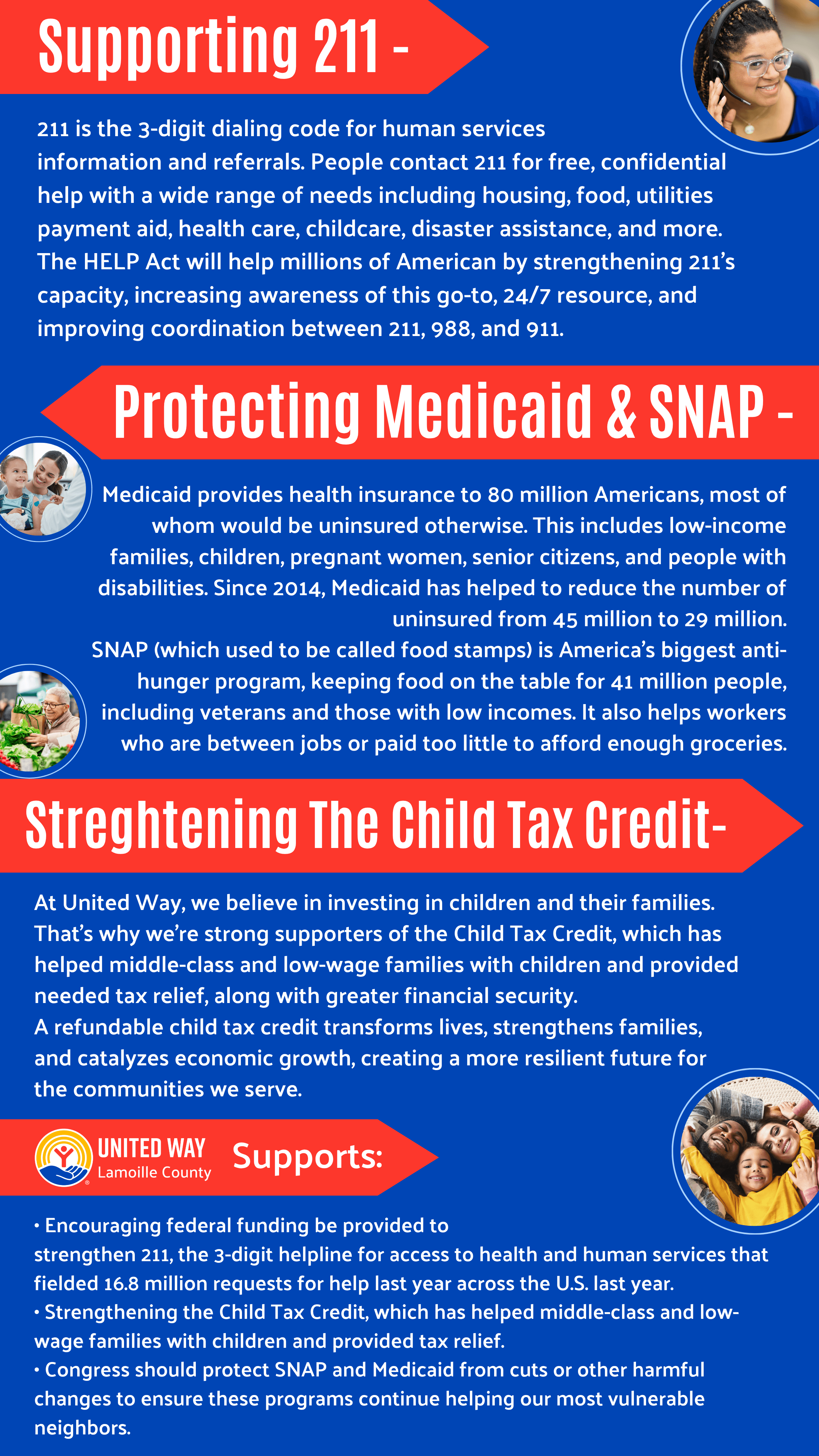 Supporting 211, Protecting Medicaid & SNAP, Strengthening The Child Tax Credit