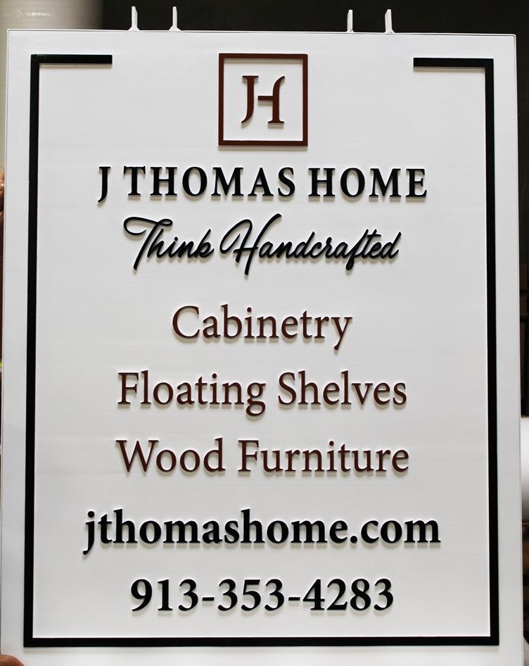 SA28867- Carved 2.5-D  Raised Relief HDU Sign for J. Thomas Home Cabinetry