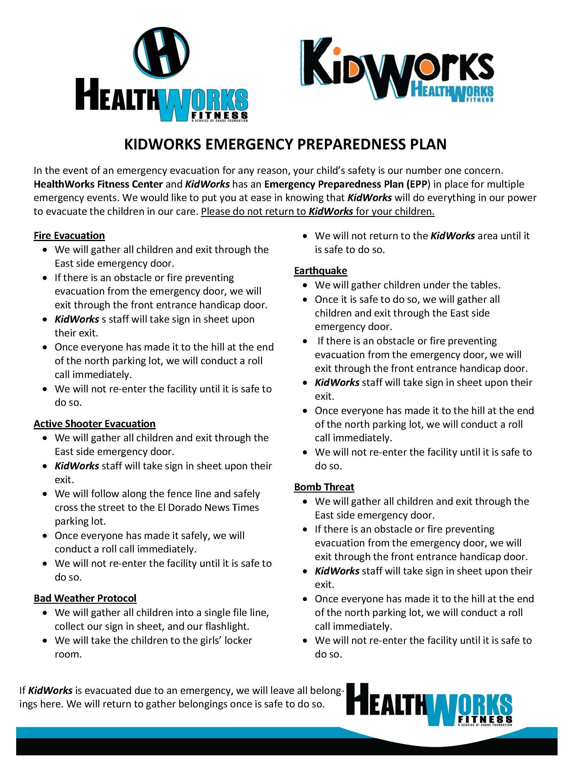 KidWorks Emergency Preparedness Plan