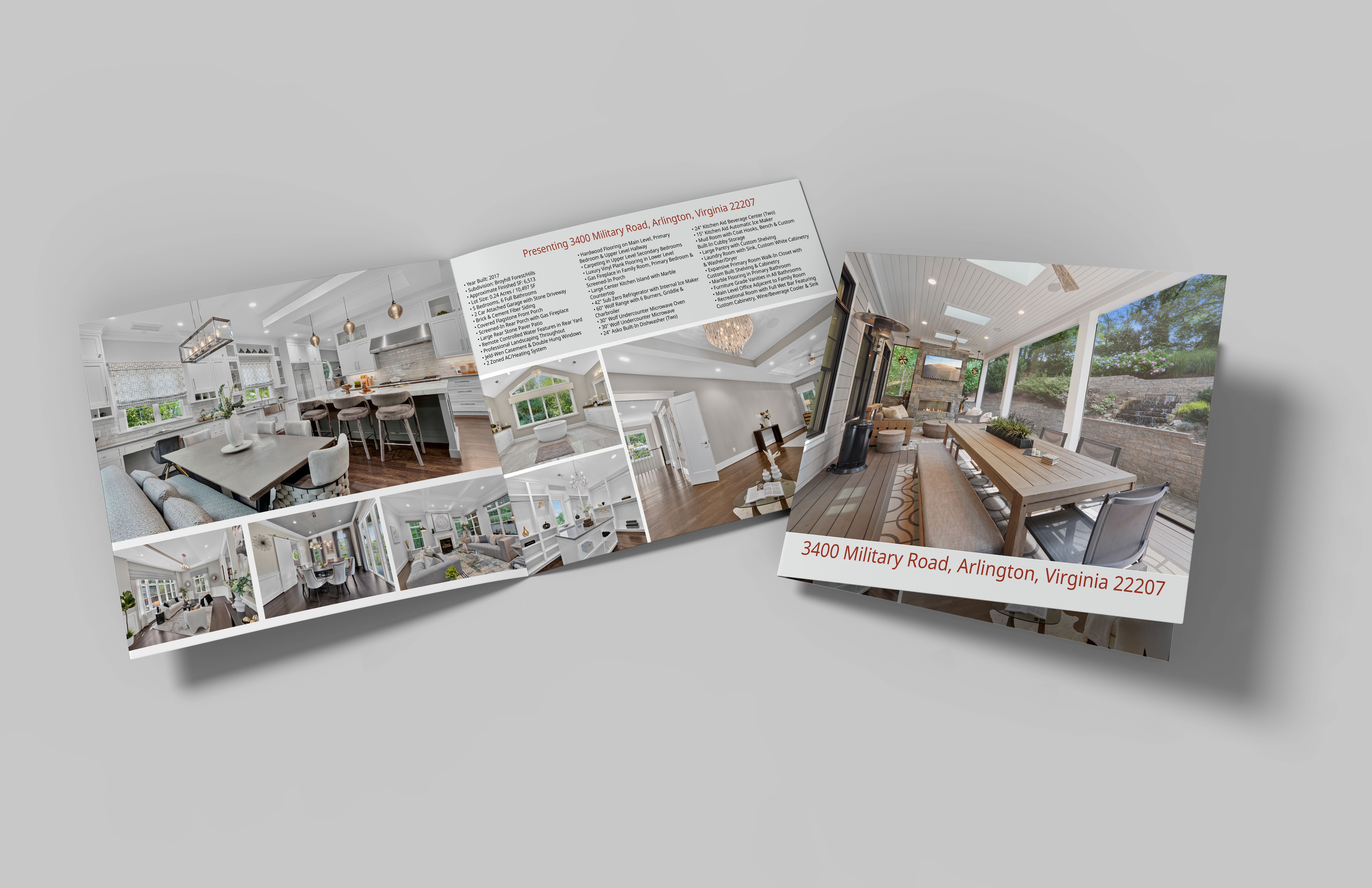 Open and closed example of a 4 page premium brochure