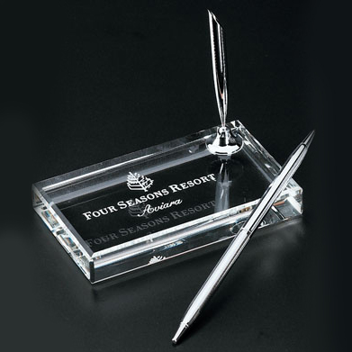 TM Crystal with Single Silver Pen Set