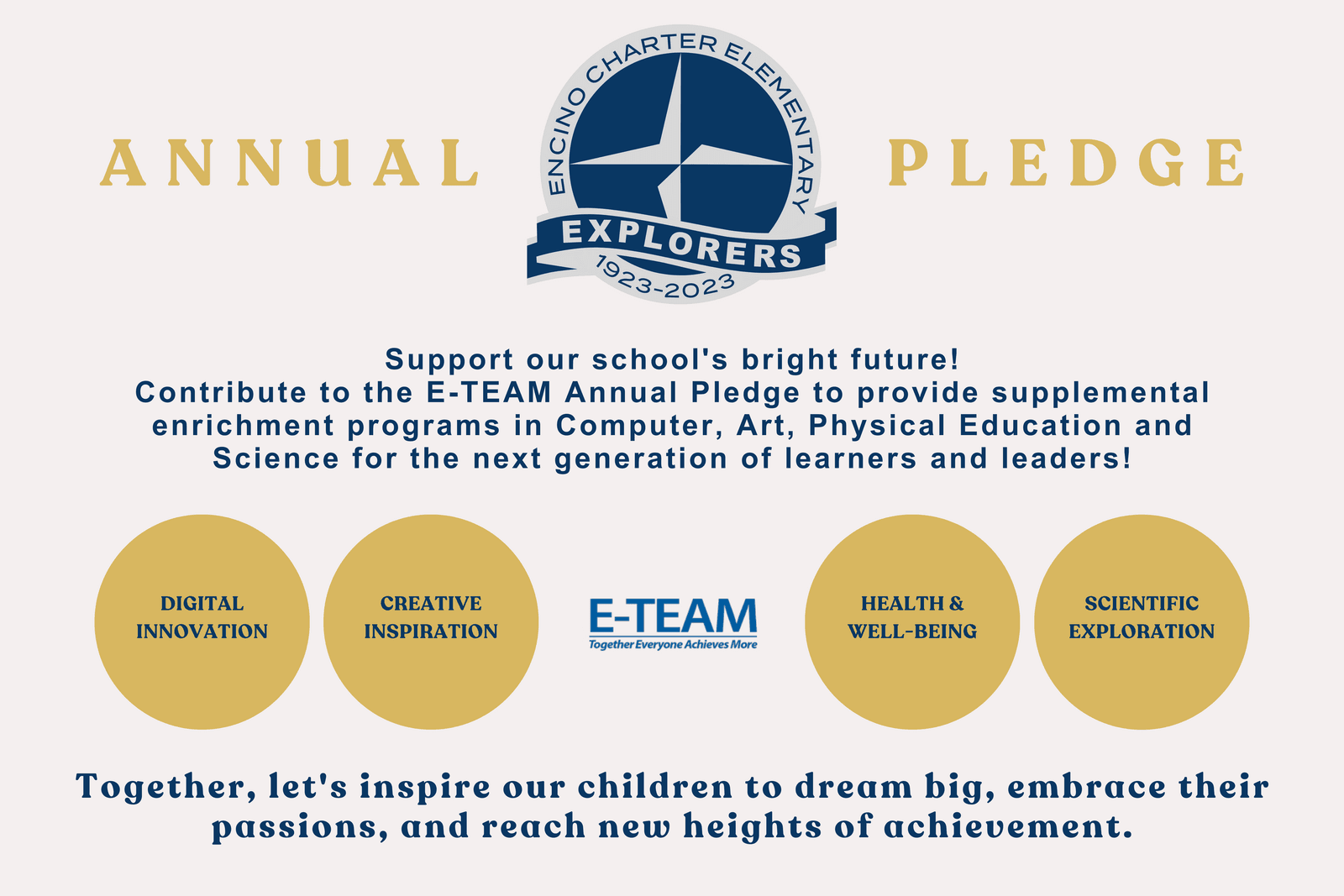 ETEAM Pledge Yearlong Fundraisers Encino Charter Elementary ETeam