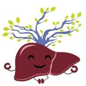 Cartoon of a liver, smiling, with branches coming out of it.
