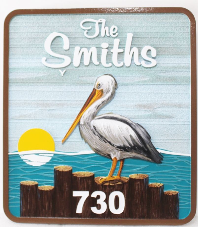 L21604A - Carved and Sandblasted Coastal Home Sign for "The Smiths"