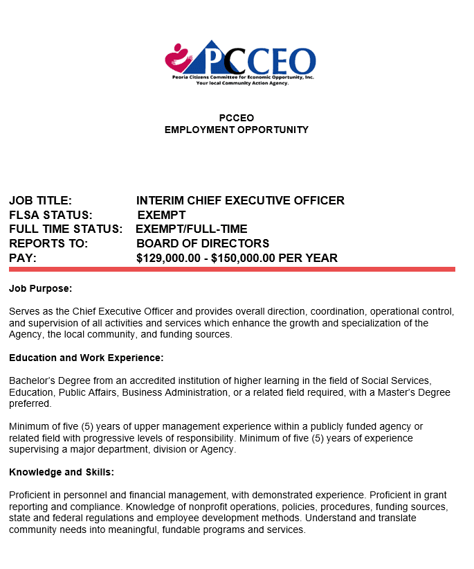 Interim Chief Executive Officer