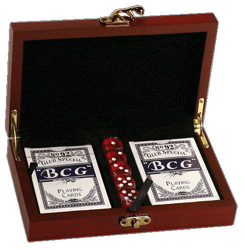 Rosewood Finish Card & Dice Gift Set