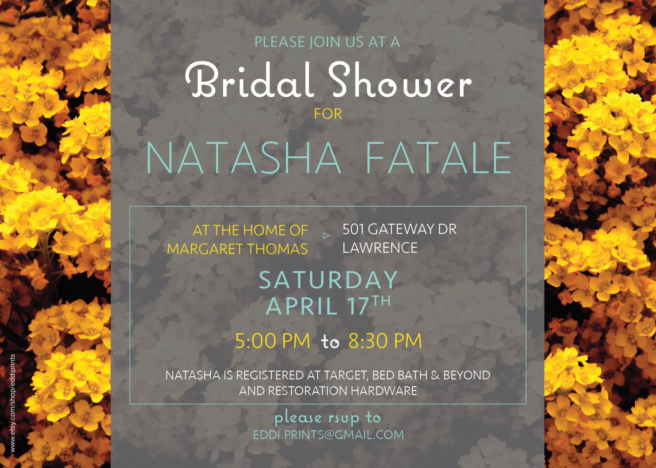 Bridal Shower Invite- Yellow Flowers