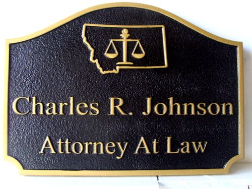 A10014 - Black and Gold Sandblasted Attorney Sign with Raised Letters, Montana