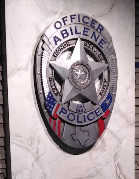 M7266 -  Carved 3D Bas-relief Polished Aluminum-plated  plaque features the Badge of the City of Abilene Police Department 