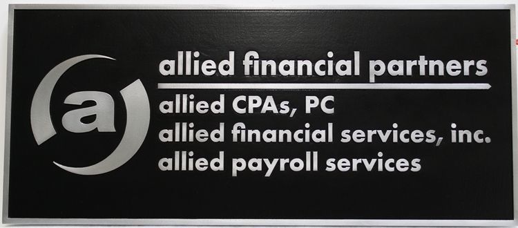 C12053 - Carved 2.5-D Raised Relief Aluminum-Plated Sign for "Allied Financial Partners" 