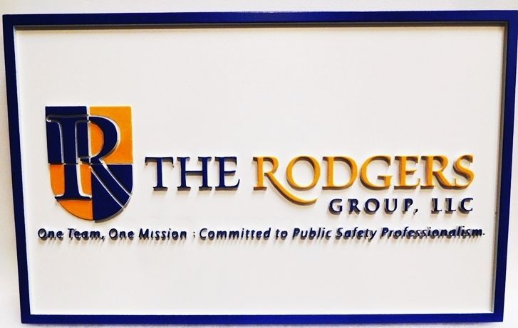 SC38402 - Carved and Sandblasted Wood Grain  HDU Commercial Sign  for the "Rodgers Group, LLC " ,  2.5-D Artist-Painted