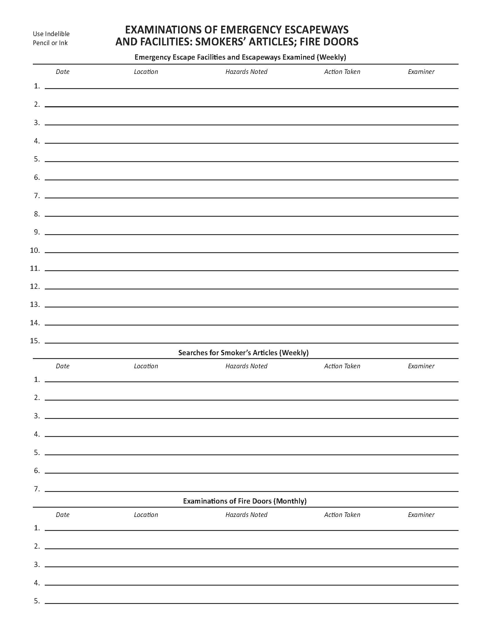 Examinations of Emergency Escapeways & Facilities