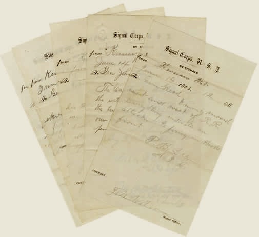 Five Union Army Transcripts of Confederate Signal Flag Messages
