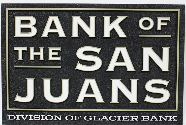 C12238A -  Carved 2.5-D Raised Relief HDU Sign for the Bank of the San Juans.