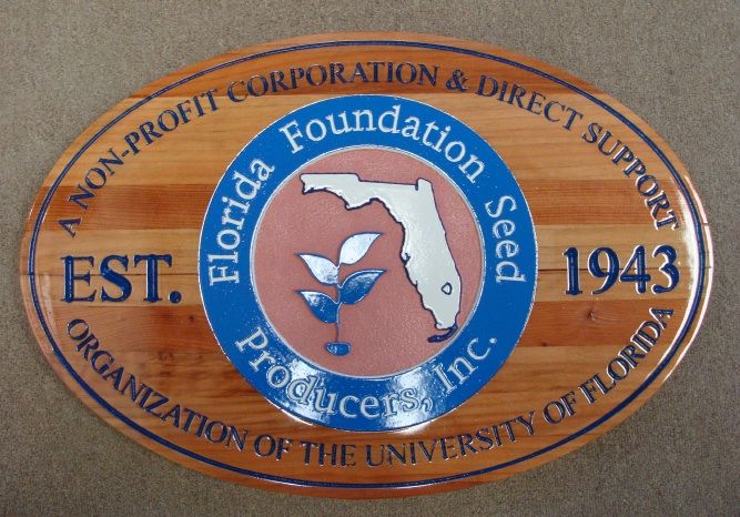 SA28776 - Engraved Stained Cedar Wood Plaque for  " Florida Foundation Seed Produce, Inc." 