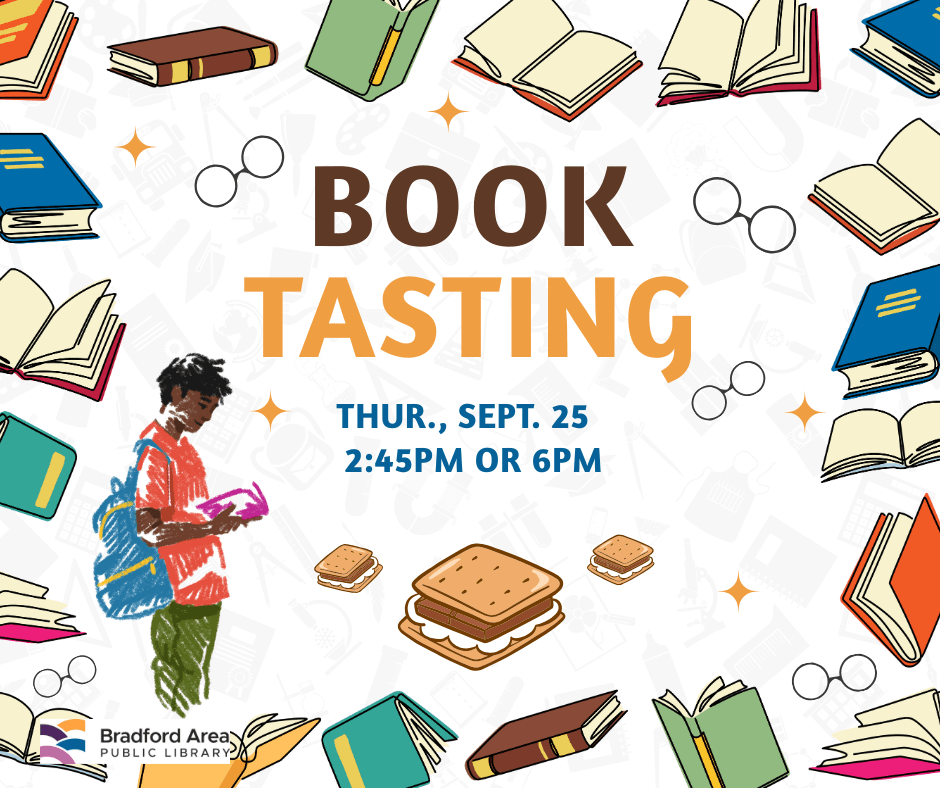 cartoon images of books and s'mores