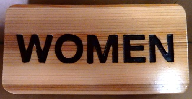 D13396 - Carved Cedar Wood Sign "WOMEN" for Women's Restroom