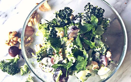 Tangy Broccoli, Grape & Walnut Salad