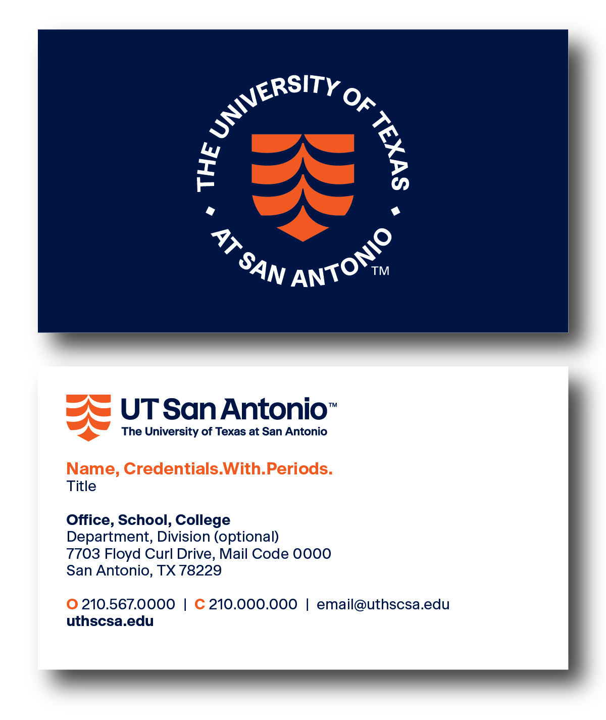 UT San Antonio Standard Business Card
