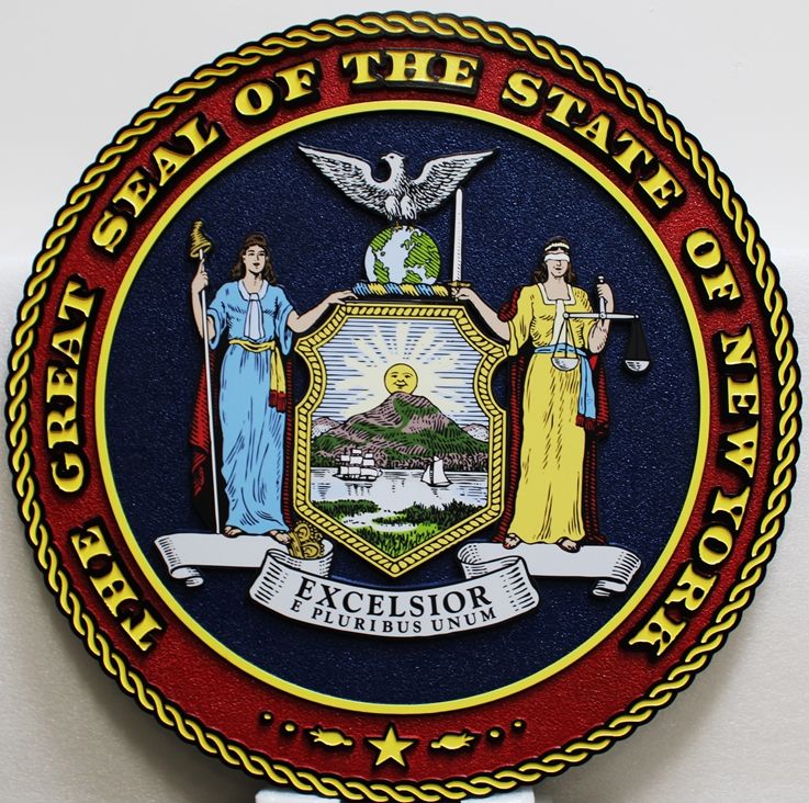 BP-1345 - Carved Great Seal of the State of New York, 2.5-D Raised Relief with Giclee Applique as Artwork