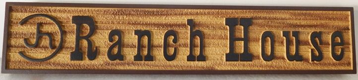 Q24966 - Carved and Sandblasted  Entrance Sign for a "Ranch House" 