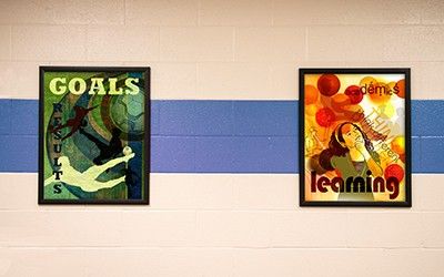 2 school signs showing academics and goals, motivational signs, educational posters