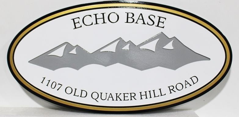 M22246 - Carved 2.5-D  Relief Address and Property Name  Sign "Echo Base".
