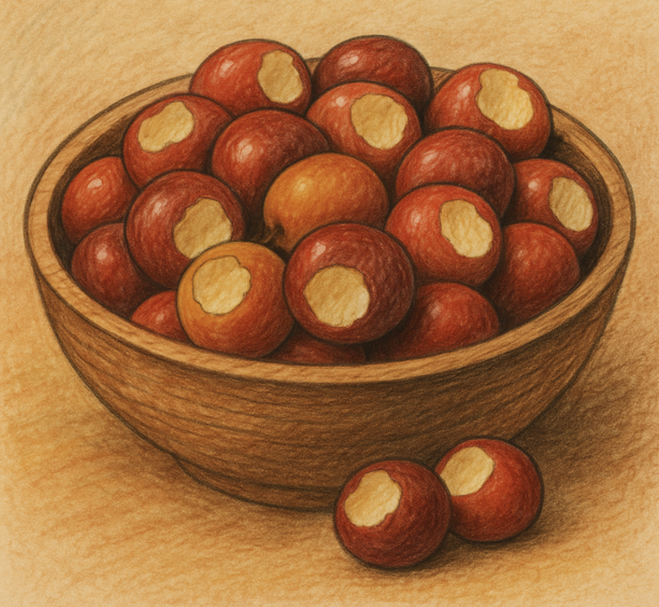 a bowl of buckeye seeds