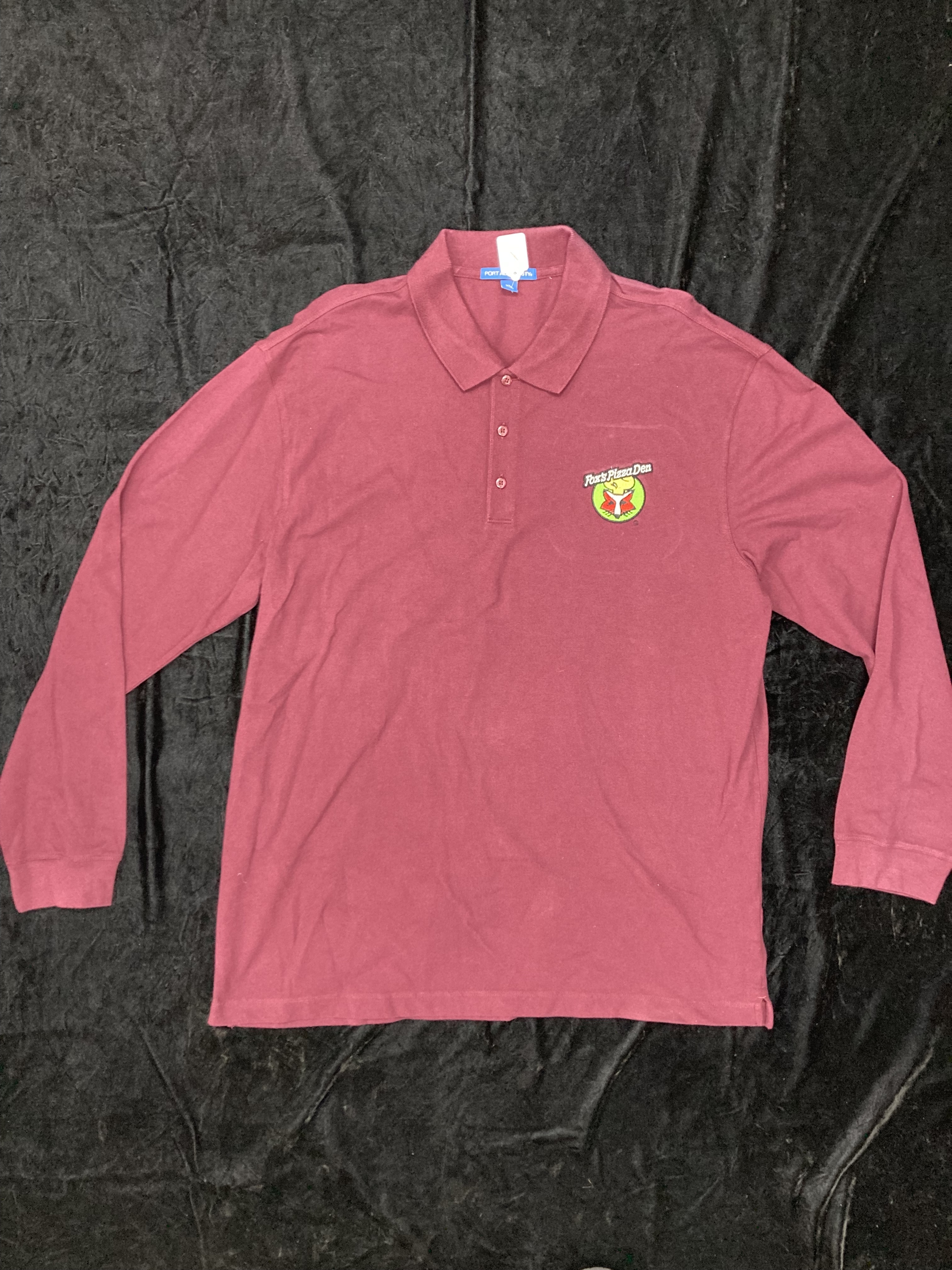 SALE Fox's Logo - XL Burgundy Cotton/Poly Long-Sleeve Polo