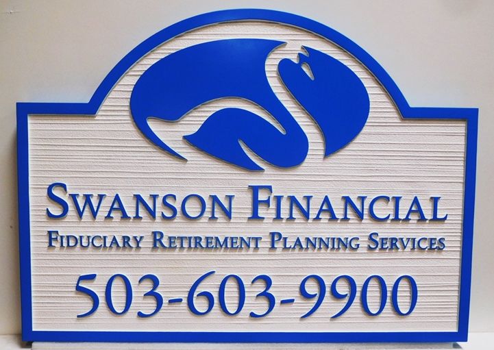 C12094 - Carved and Sandblasted Wood Grain sign for the Swanson Financial Management Firm, 2.5-D Artist-Painted