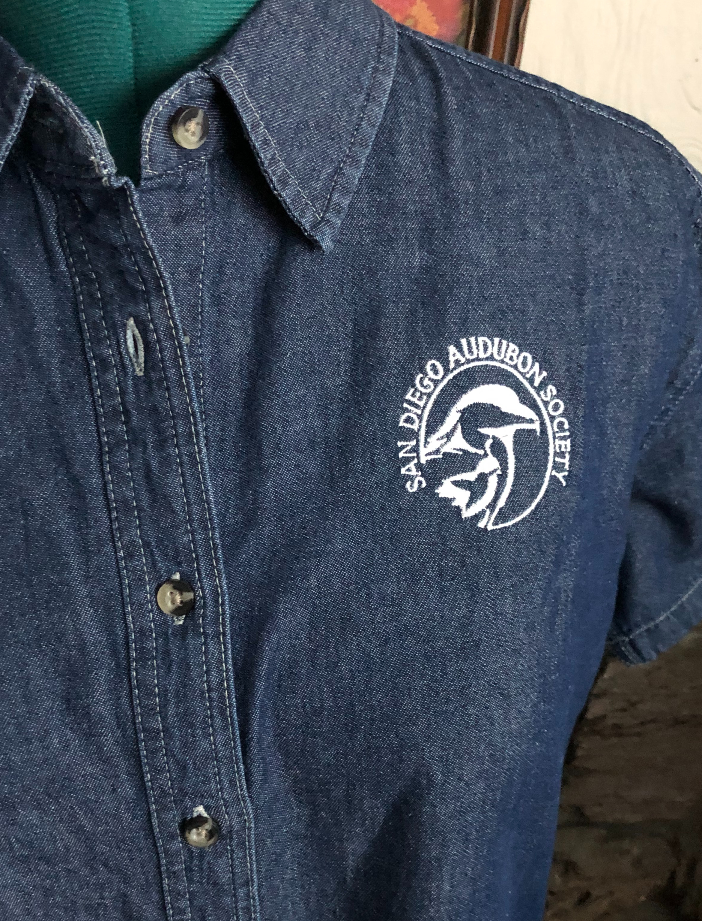 San Diego Audubon Society Short Sleeve Denim Shirt- Ladies L