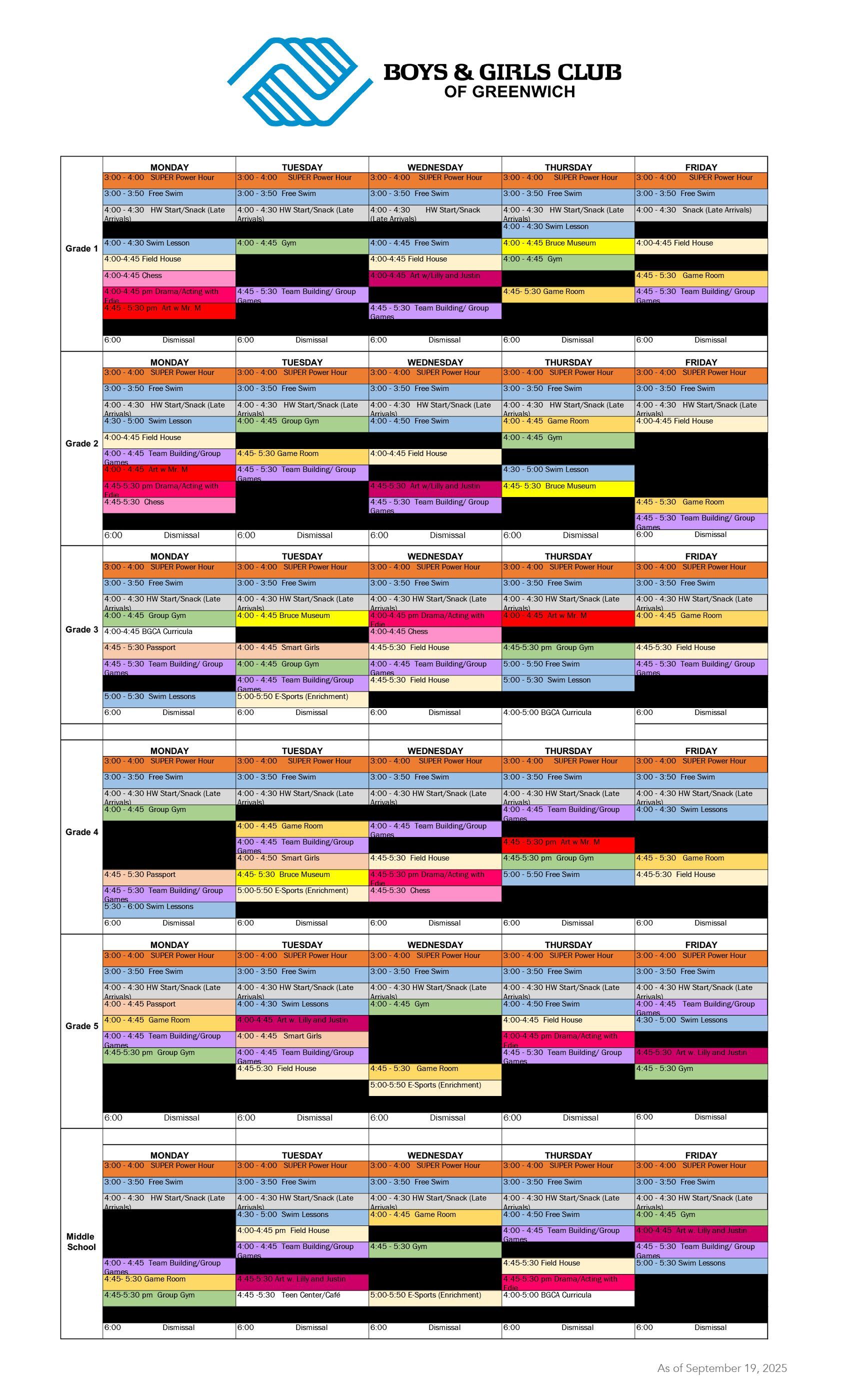 After-School Schedule