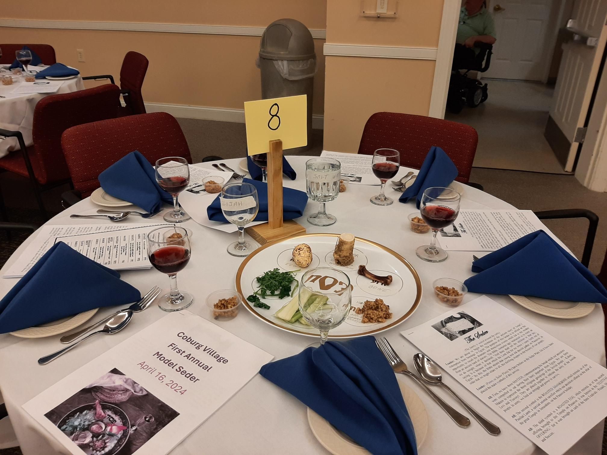Model Seder table and seder plate