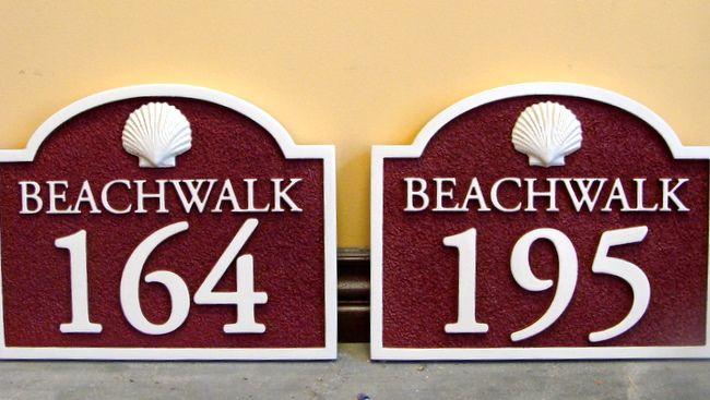 KA20866A - Carved HDU Beachwalk Address Signs with 3D Carved Seashells 