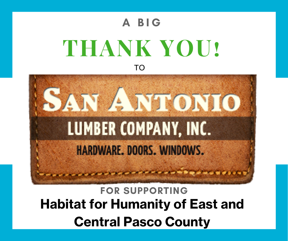 Thank you San Ann Lumber Company!