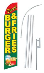 Special Burger & Fries Swooper/Feather Flag + Pole + Ground Spike